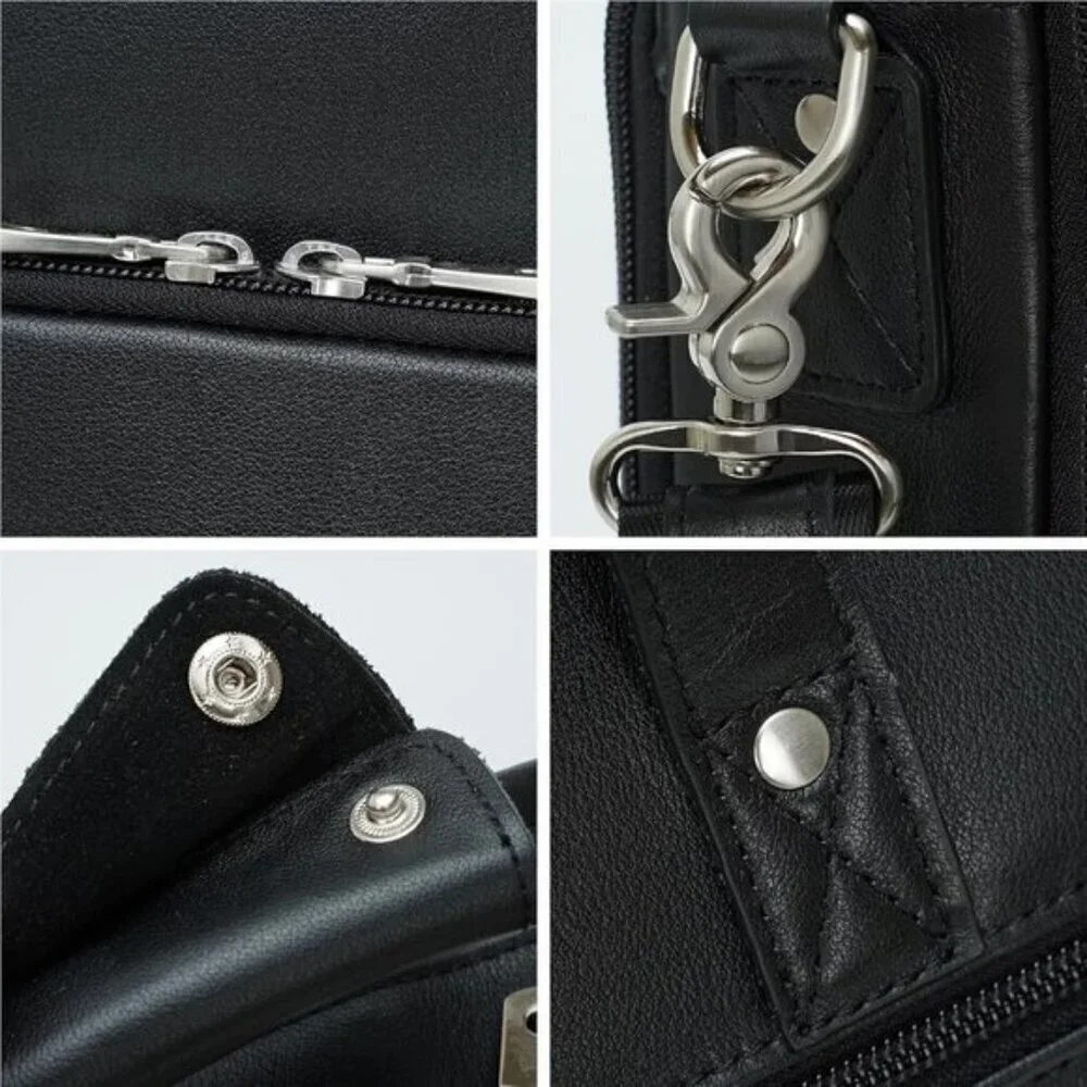 ⚡Men Black Fits 15.6 Inch Laptop Crossbody Bag Attached Leather Briefcase